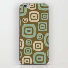 Retro Mid Century Modern Abstract Pattern 432 Blue Green and Beige iPhone Skin