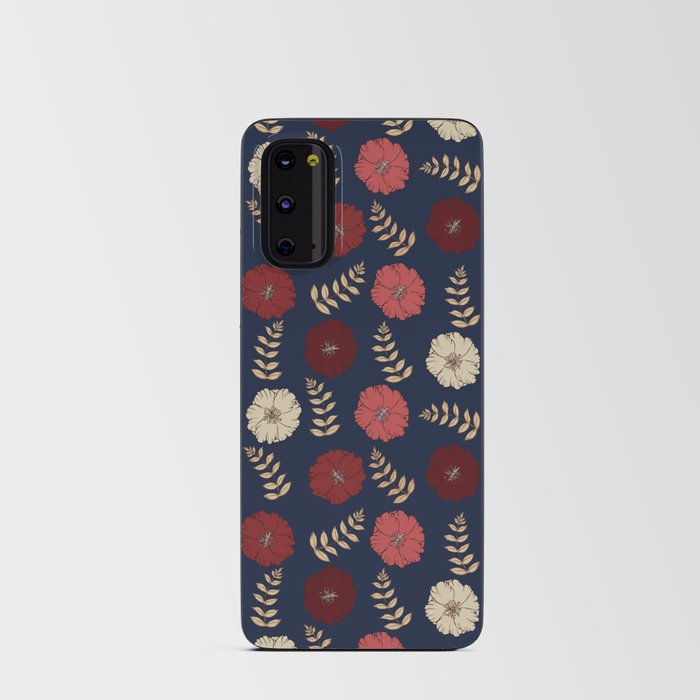 Blue and Burgundy flower Android Card Case