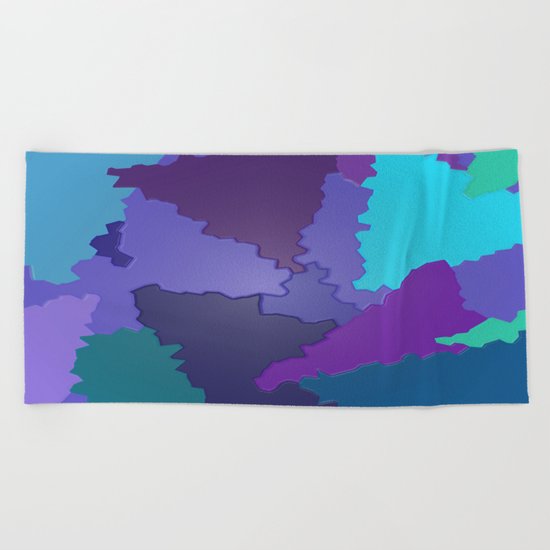 Blues and Purples Puzzle Patchwork Beach Towel
