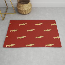 Watercolor Catfish Repeat Red Background Rug | Riverfish, Graphicdesign, Tan, Digital, Redbackground, Watercolor, Pattern, Catfishpattern 