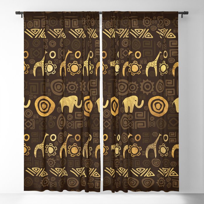 Ethnic African Pattern- browns and golds #1 Blackout Curtain