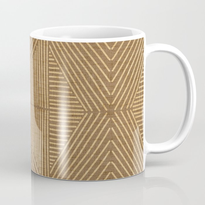 Golden ochre lines - textured abstract geometric Coffee Mug