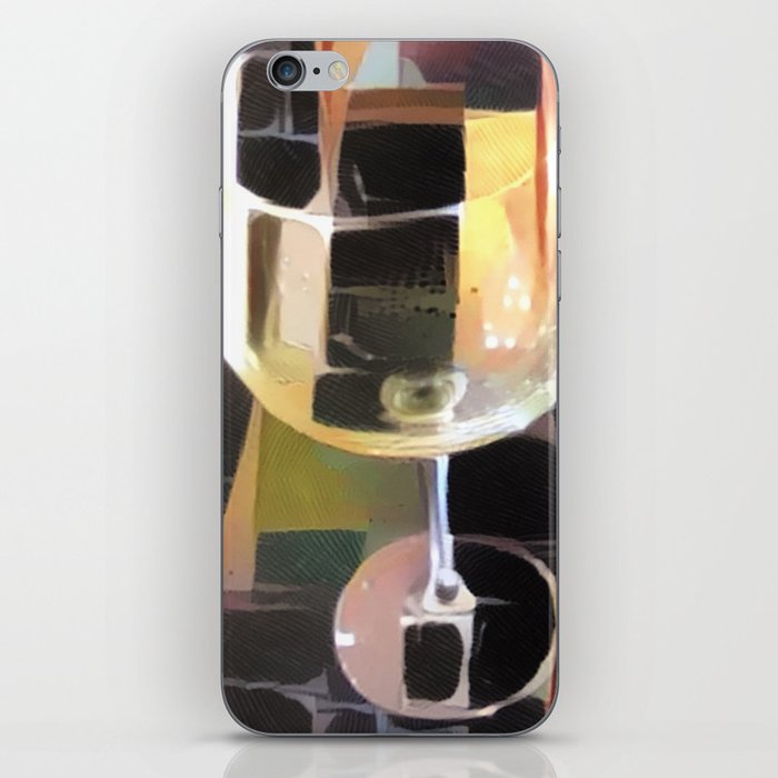 Wine Glasses green yellow black and white table bar  iPhone Skin