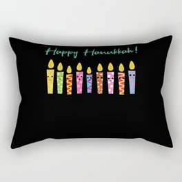 Cute Happy Hanukkah Candles Menorah Jewish Rectangular Pillow