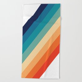 Retro 70s Stripe Colorful Rainbow Beach Towel