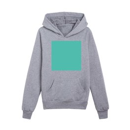 Medium Turquoise Solid Color Pantone Cockatoo 14-5420 TCX Shades of Blue-green Hues Kids Pullover Hoodies