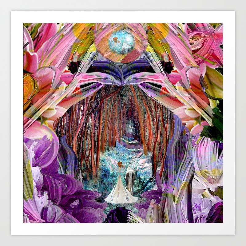 Fairy And Unicorn Fantasy Forest Art Print By Micheleavanti