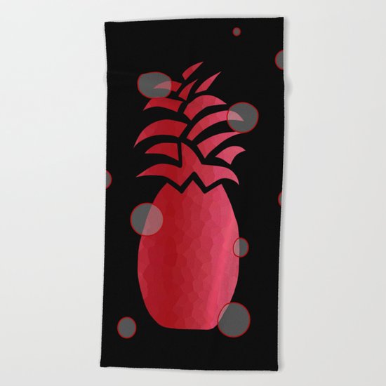 Tropical Red and Black Beach Towel