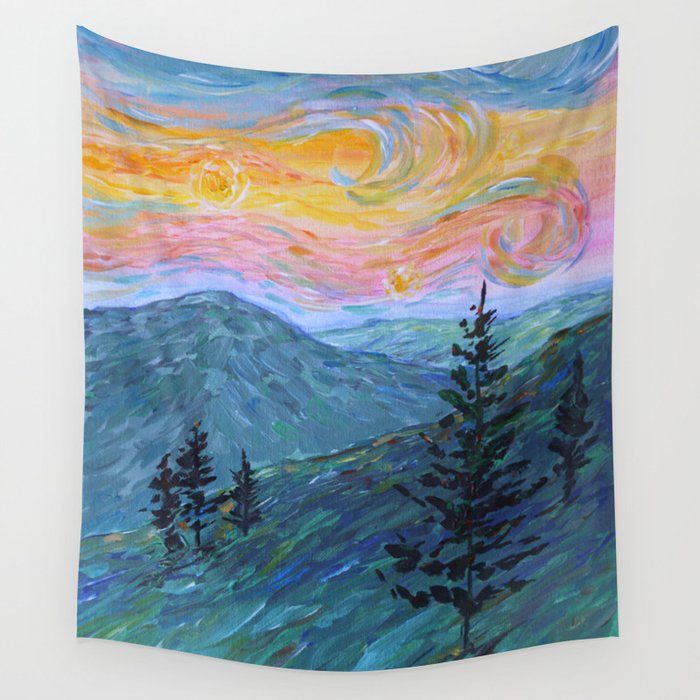 Smoky Mountain Sunrise Wall Tapestry