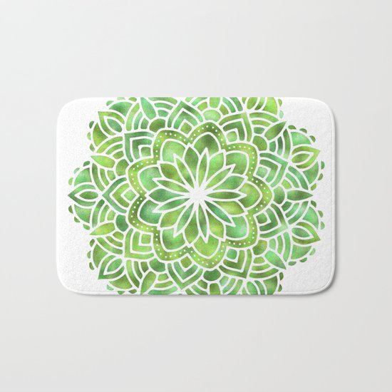 Mandala Green Leaves Bath Mat