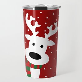 Reindeer in a snowy day (red) Travel Mug