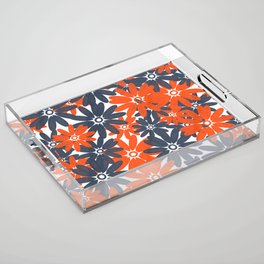 Retro Independence Day Flowers Red White And Blue Acrylic Tray