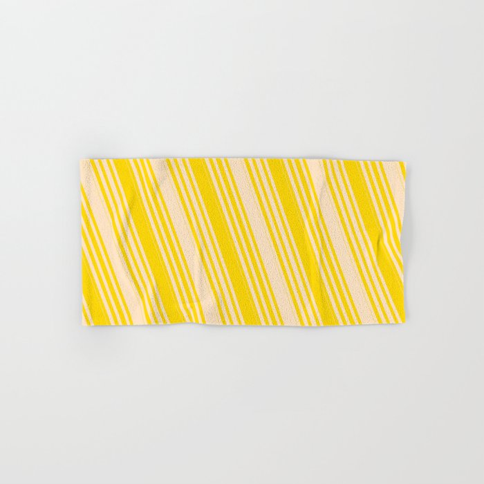 Bisque & Yellow Colored Lined/Striped Pattern Hand & Bath Towel