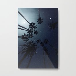 Palm Trees, Night Sky, Stars, Moon Metal Print