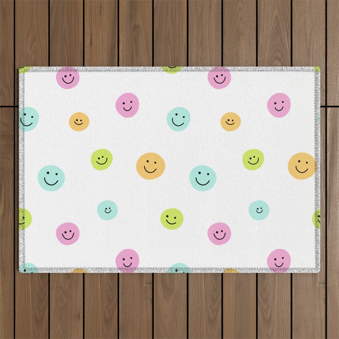 Happy Face Pattern (pastel) Outdoor Rug