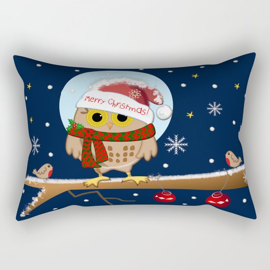 Owl's Christmas in a snowy world Rectangular Pillow