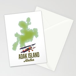Adak Island Alaska map Stationery Card
