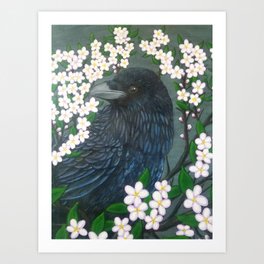 Crow in Rowan  Art Print