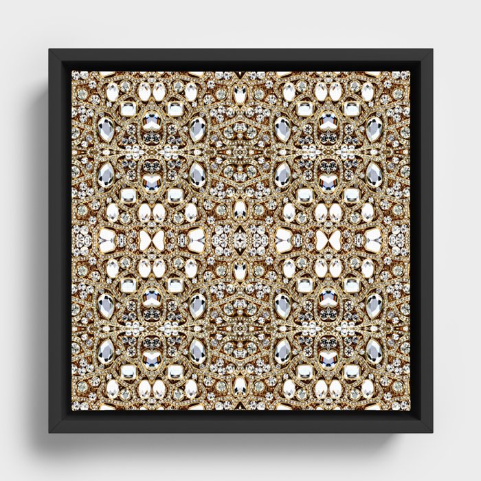jewelry gemstone silver champagne gold crystal Framed Canvas