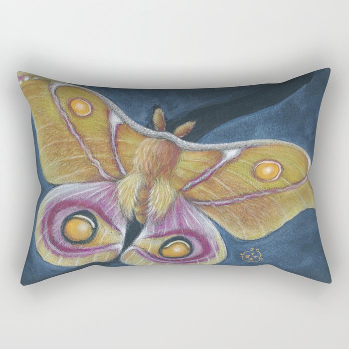 Bull’s Eye Madagascar Silk Moth Mixed Media Art Rectangular Pillow