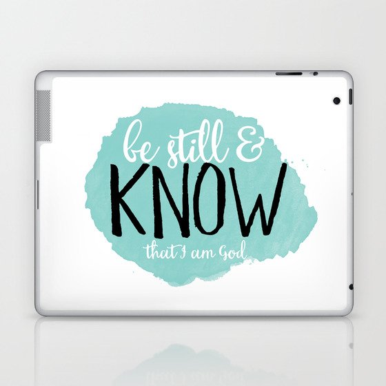 Be Still and Know that I am God, blue polka dots Laptop & iPad Skin