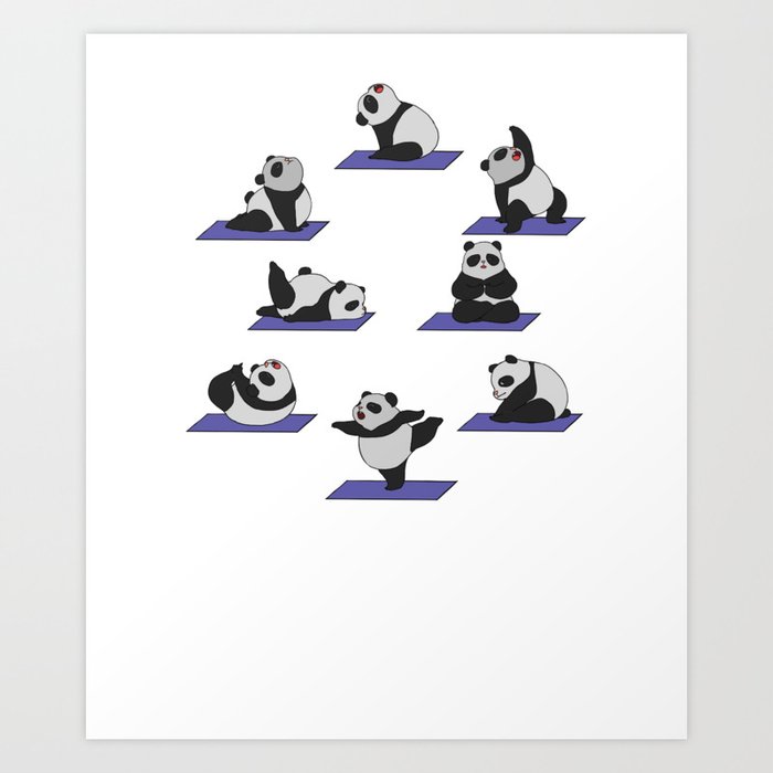 Panda Yoga Poses T-Shirt Gift I Funny Fitness Tee Art Print by