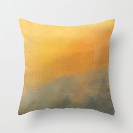 Detail Painted Dream mist over dusk on yellow and gray Throw Pillow