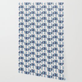 Geometric semi-circle big and small pattern - Blue Wallpaper