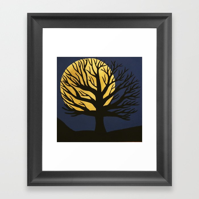 Spooky Moon (Yellow) Framed Art Print