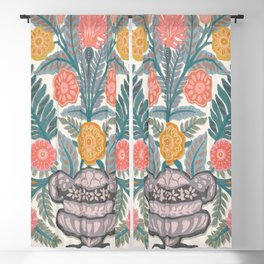 Folk Flowers Vase 2 Blackout Curtain