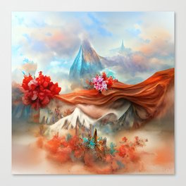 whimsical watercolor mountain Canvas Print