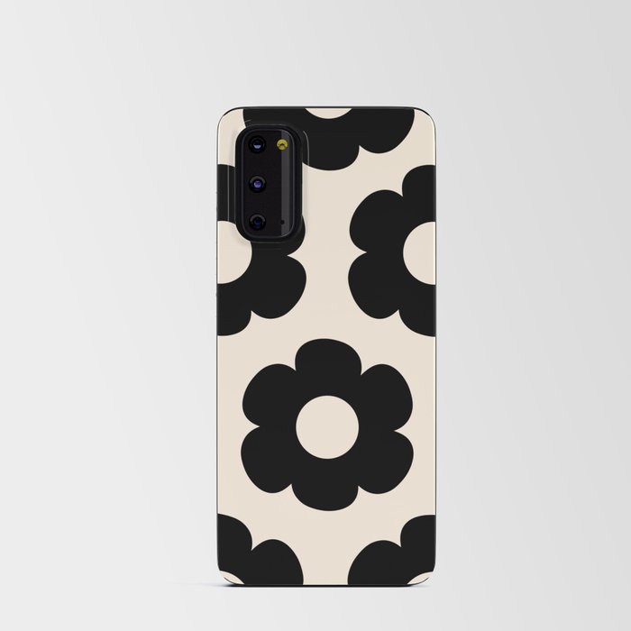 Such Cute Flowers Retro Floral Pattern in Black and Almond Cream Android Card Case