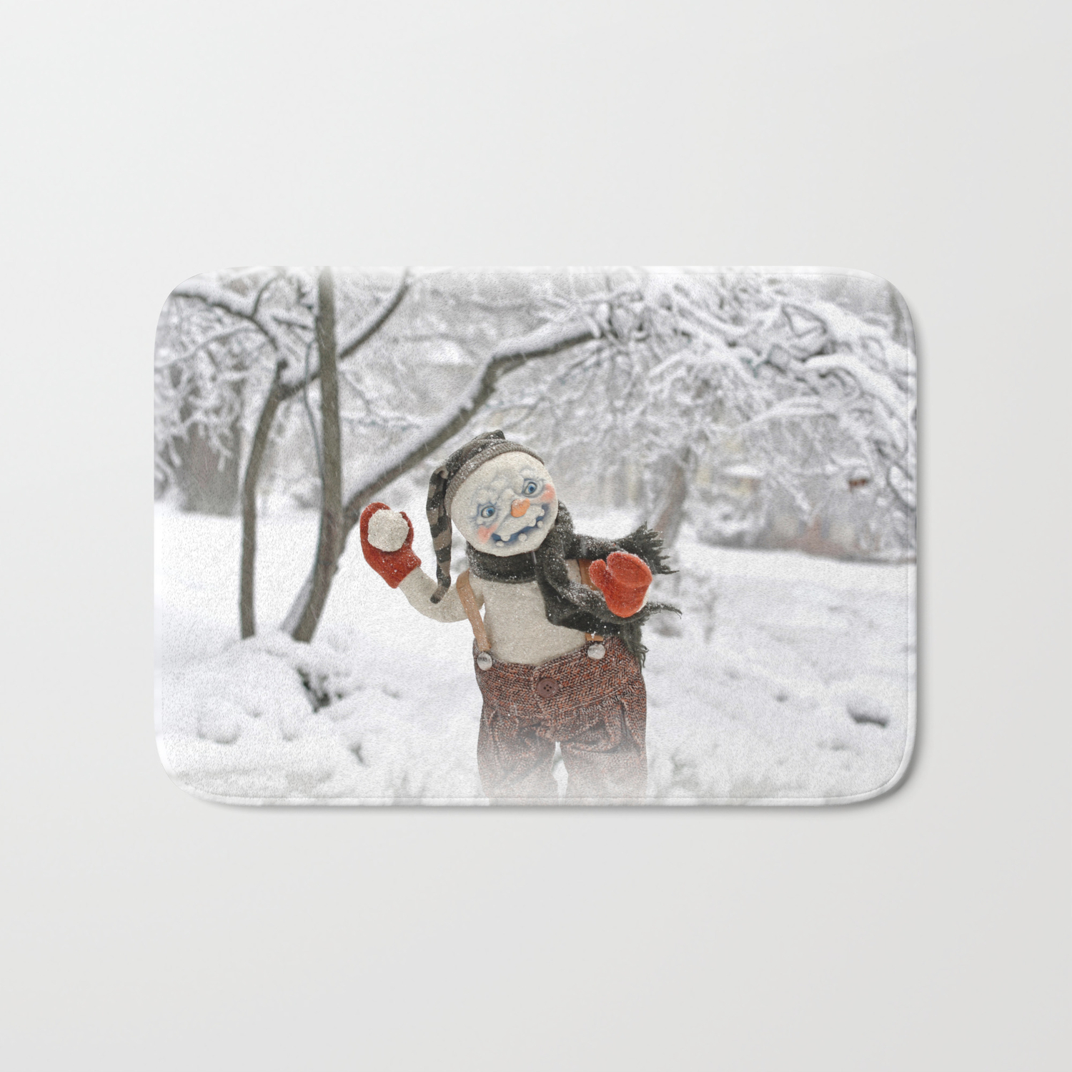 Rucus Studio Snow Day Snowman Bath Mat By Rucusstudio Society6