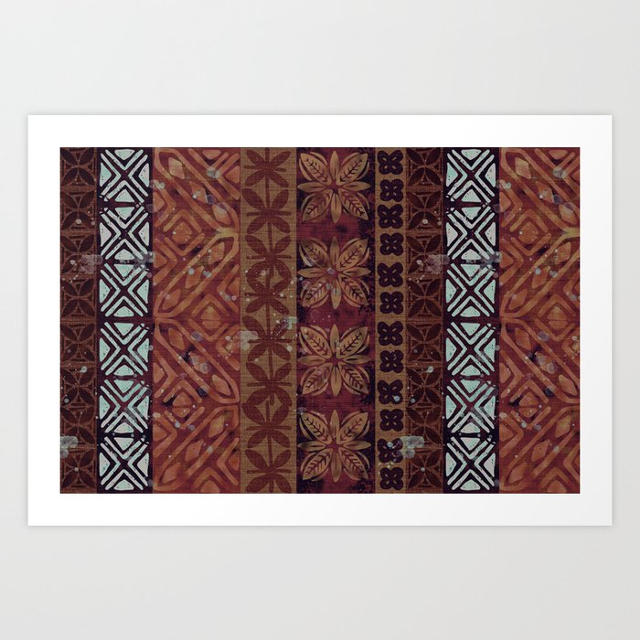 Vintage Hawaii Barkcloth pattern Beachy design 204c Art Print