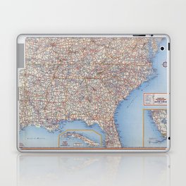 Highway Map Southeastern Section of the United States - Vintage Illustrated Map-road map Laptop Skin