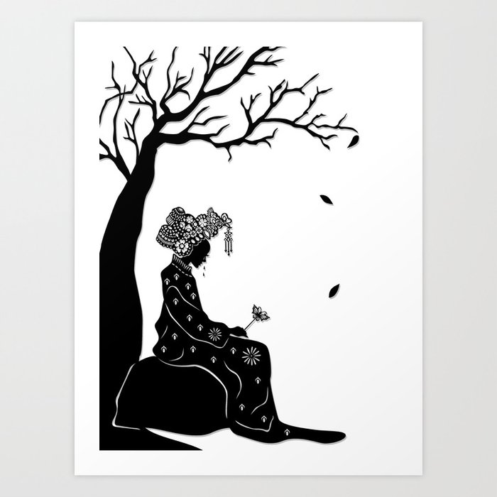 the butterfly lovers the heartbroken bride art print by