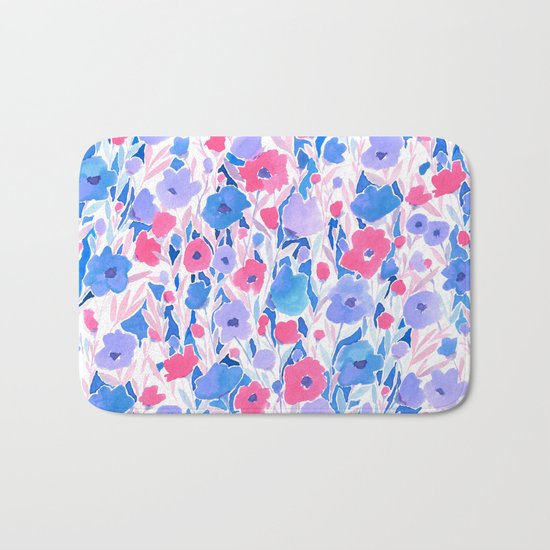Flower Field Lilac Blue Bath Mat