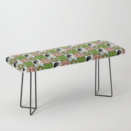 Checked Symbols Pattern (SMILEY FACE \ YIN YANG \ PEACE SYMBOL \ FLOWER) Bench