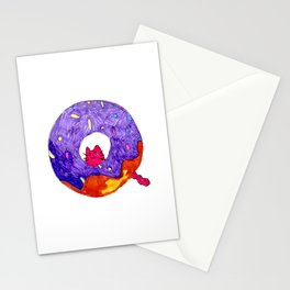 Cat In A Donut Stationery Card