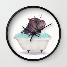 Hippo in the Bathtub  Wall Clock