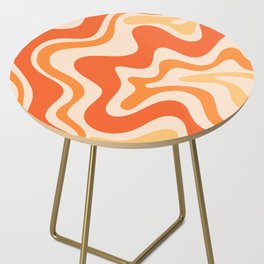 Tangerine Liquid Swirl Retro Abstract Pattern Side Table