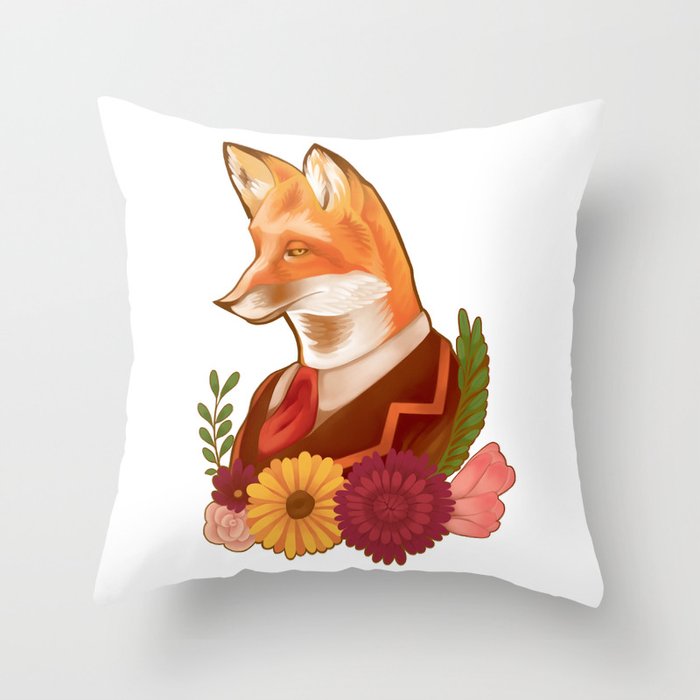 Victorian Fox Throw Pillow