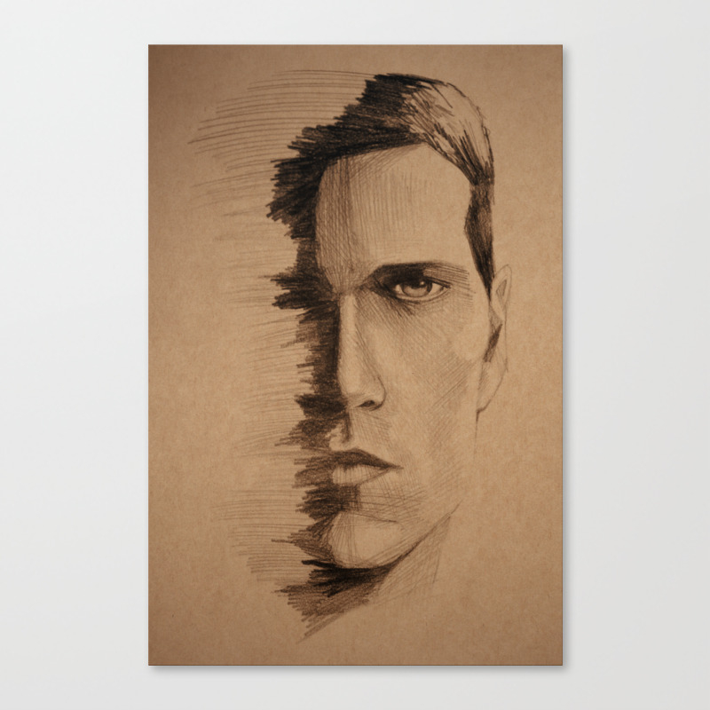 Half Face Canvas Print By Strangedesign Society6