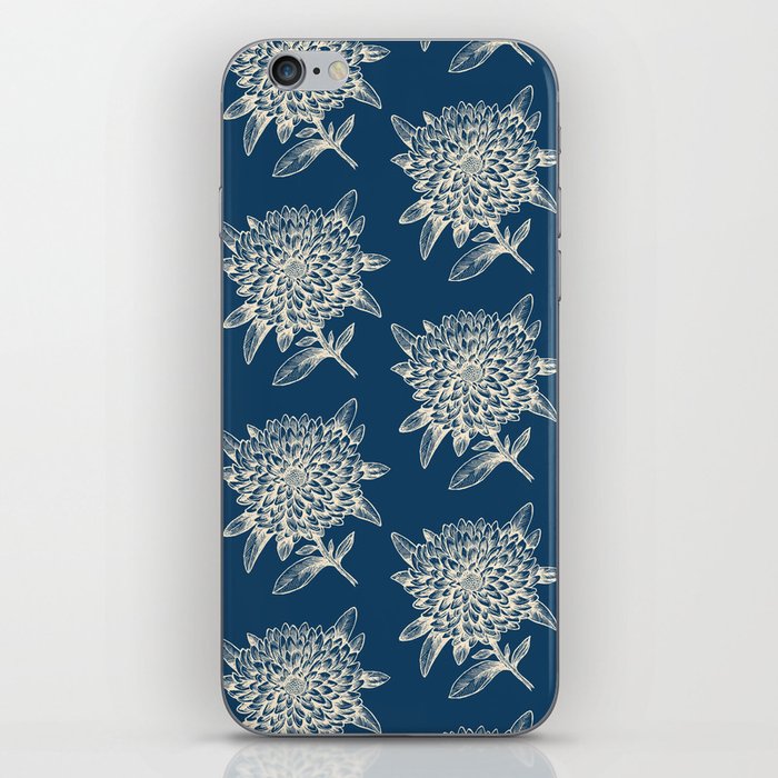 Elegant Flowers Floral Nature Blue Beige iPhone Skin