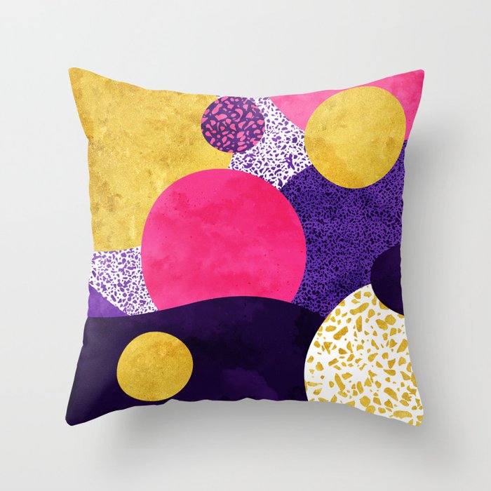 Terrazzo Galaxy Purple Night Yellow Gold Pink Throw Pillow By Terrazzo Galaxy Purple Night Yellow Gold Pink Throw Pillow