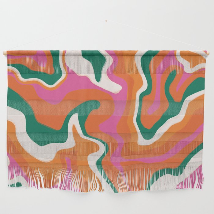 Liquid Swirl Pattern in Vivid Y2K Retro Colors Wall Hanging