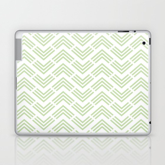 Green and White Chevron Rhombus Arrow Pattern Pairs Coloro 2022 Popular Color Aloe Gel 058-83-18 Laptop & iPad Skin
