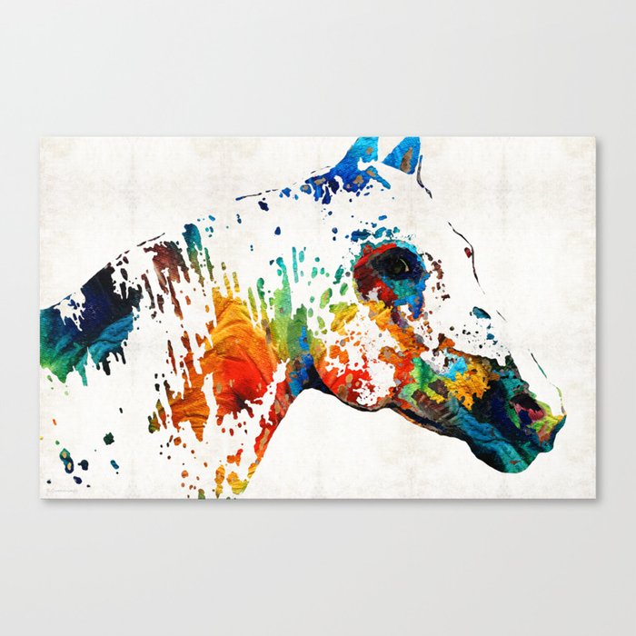 Colorful Horse Art Wild Paint By Sharon Cummings Canvas Print