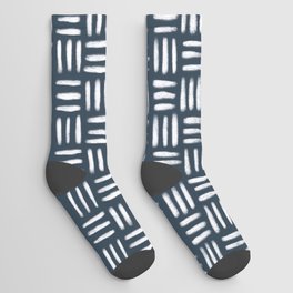 Crosshatch Pattern - Naval Blue Socks