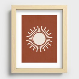 Abstract Boho Sun Minimalist Burnt-Orange Terracotta Recessed Framed Print